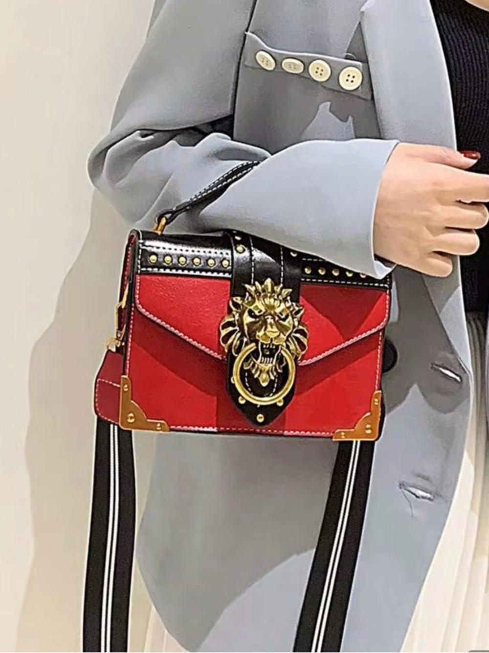 Red & Black Lion-Accent Top Handle Shoulder Bag - Picture 3 of 6